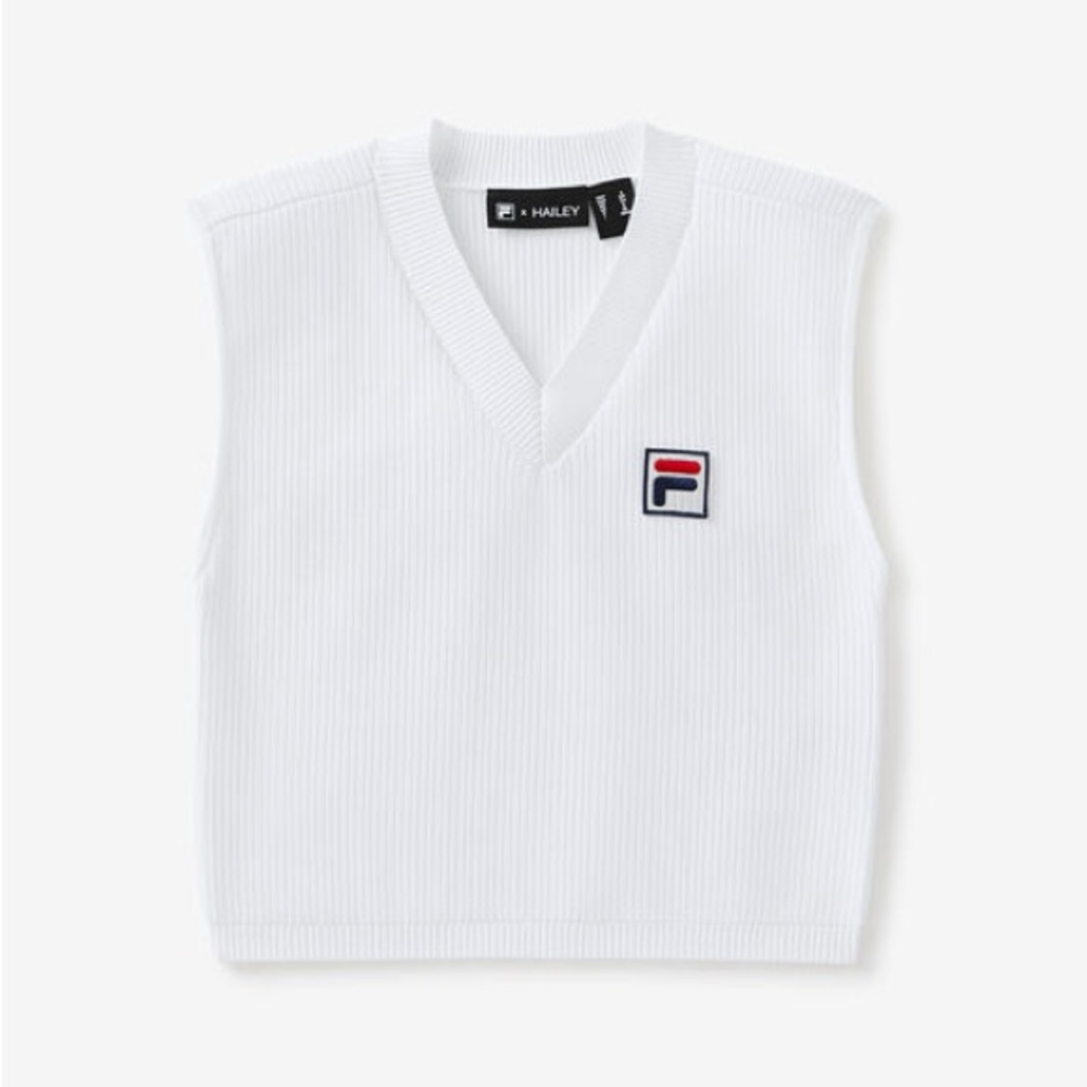 FILA X Hailey Bieber knit sleeveless cropped sweater vest - size L